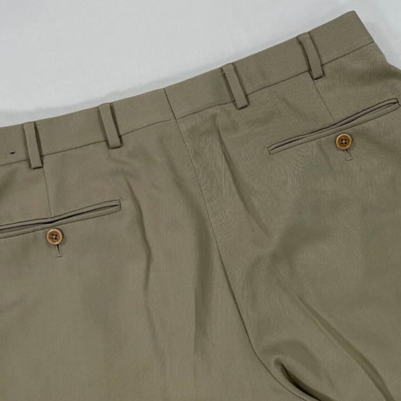 Brooks Brothers Dress Pants Mens 34x31 Khaki 1818 Madison Wool Pleated Cuffed - Picture 4 of 13